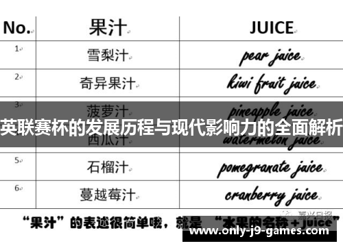 英联赛杯的发展历程与现代影响力的全面解析